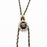 thumbnail CC Logo And Pearl Lock In Black Leather Necklace GHW - L'UXE LINK