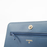 thumbnail Leboy Blue Wallet On Chain In Python Leather GHW Seri 24 - L'UXE LINK