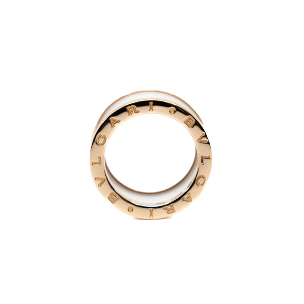 B.Zero1 Four-Band 18K Rose Gold White Ceramic Ring Size 51 - L'UXE LINK