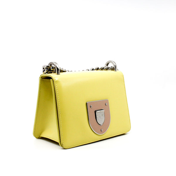 Diorama Club Shoulder Bag In Light Yellow Patent Leather PHW - L'UXE LINK