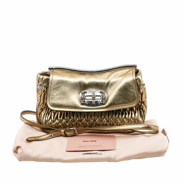 Shoulder Bag Crystal Embellished gold - L'UXE LINK