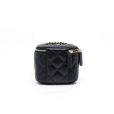 thumbnail Mini Navy Vanity Case In Caviar Leather Quilted Bag GHW With Chain Seri 29 - L'UXE LINK