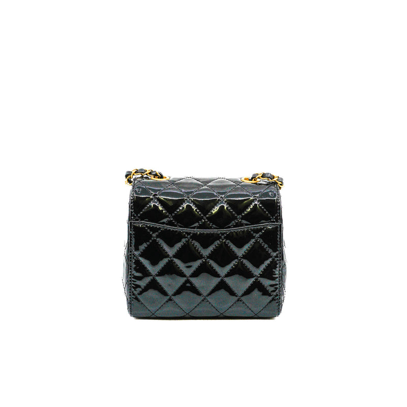 New Square Mini Patent Black Flap Bag GHW Seri CE8Hxxxx - L'UXE LINK