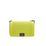 thumbnail New Medium Chevron Leboy In Yellow Calfskin Quilted Flap Bag PHW Seri 20 - L'UXE LINK