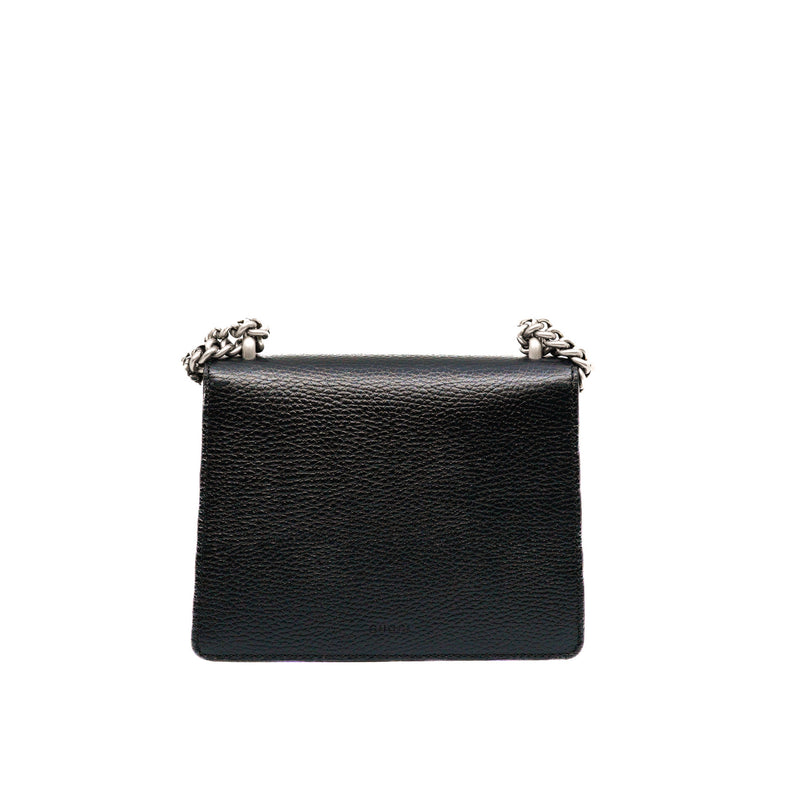 Dionysus Mini Black Calfskin Crystal Buckle Bag Ruthenium