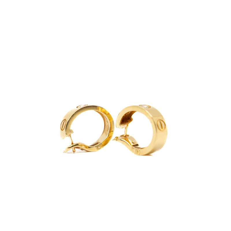 Love Earrings With 2 Diamonds In 18K Yellow Gold - L'UXE LINK