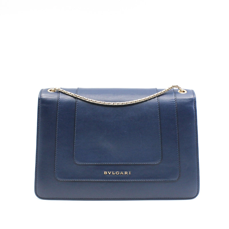 Serpenti Blue Calfskin Leather Snake Print Limited Edition Bag GHW - L'UXE LINK