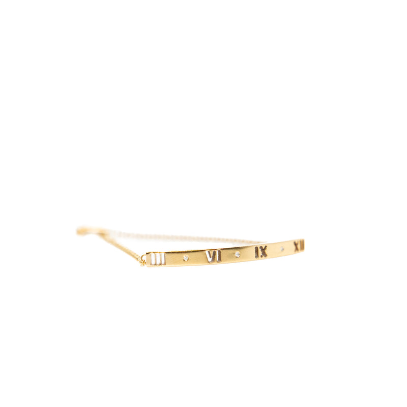 Atlas Pierced Bar Diamond 18k Yellow Gold Bracelet