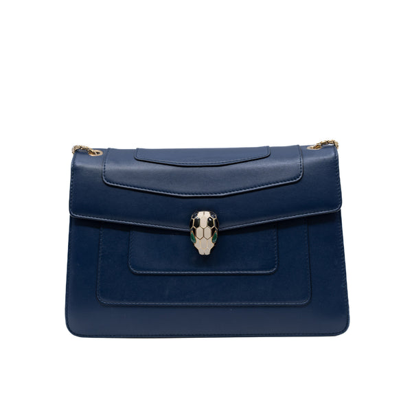 seripenti double flap chain navy ghw