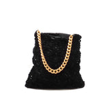 thumbnail Black Braided Velvet & Gold Metallic Lambskin Shopping Tote GHW Seri KLJLXXXX