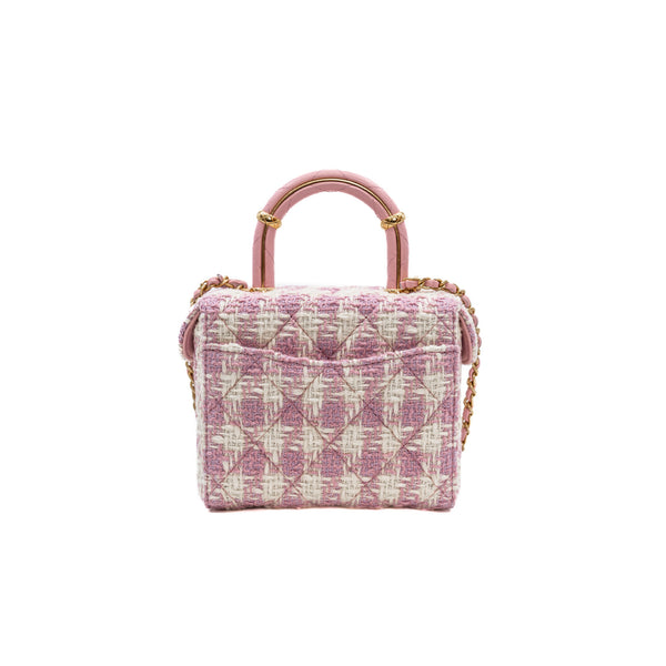 Runway Top Handle In Pink Tweed Vanity Handbag GHW