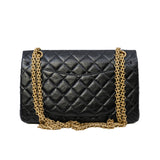 thumbnail 2.55 Reissue 225 Black Aged Calfskin Quilted Flap Bag GHW Seri 28 - L'UXE LINK