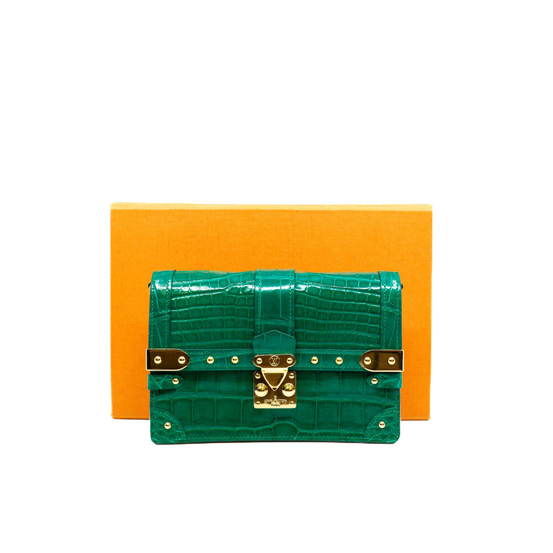 Trunk Chain Green Brilliant Alligator Leather Wallet GHW - L'UXE LINK