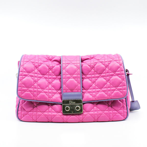 Miss Promenade Cannage Pink Lambskin Flap Bag PHW - L'UXE LINK