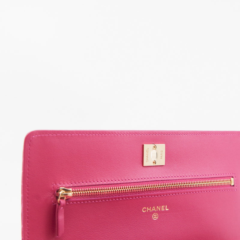 Wallet On Chain Alligator Leather In Pink GHW Seri 24