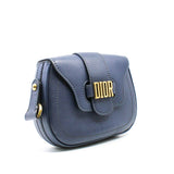 thumbnail D-Fence In Navy Calfskin Saddle Bag GHW With Strap - L'UXE LINK