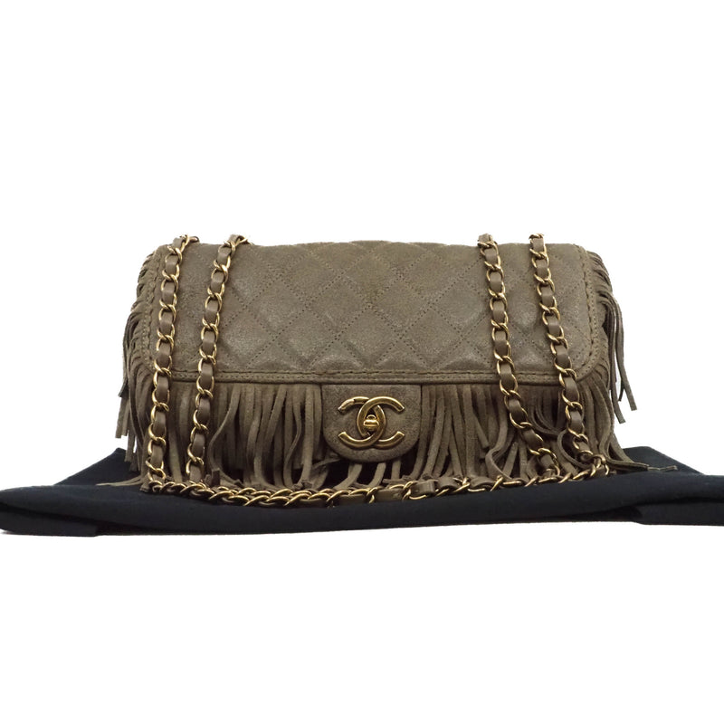 Paris-Dallas Lambskin In Brown Fringe Timeless Flap Bag GHW Seri 19