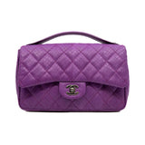 thumbnail Top Handle Classic Flap In Purple Snake Leather PHW