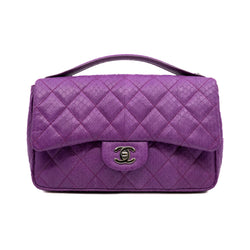 Top Handle Classic Flap In Purple Snake Leather PHW