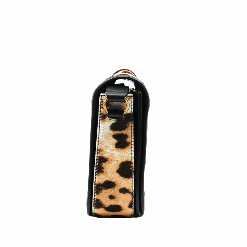 ysl flap bag leopard point  fur with strap