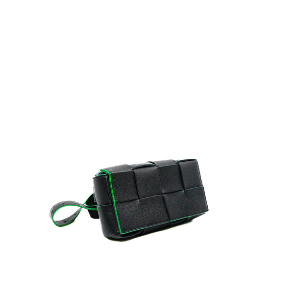 Mini Intreccio Leather In Black And Green Cassette Belt Bag PHW - L'UXE LINK