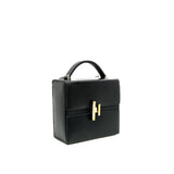 thumbnail Cinhetic Box Bag Black Top Handle In Tadelakt Leather Multi Hardware C Stamp - L'UXE LINK