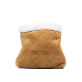 thumbnail 22 Beige/White Quilted Lambskin Suede/Shearling Tote Bag GHW - L'UXE LINK