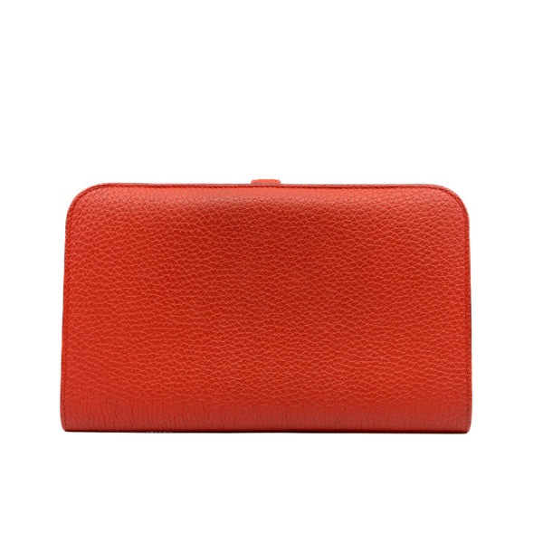 Dogon Long Wallet In Watermelon Red PHW R Stamp - L'UXE LINK