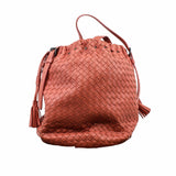 thumbnail Drawstring Tassel Bucket Bag Intrecciato Nappa pink Small - L'UXE LINK