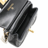 thumbnail mini flap bag with handle black lambskin ghw seri 31