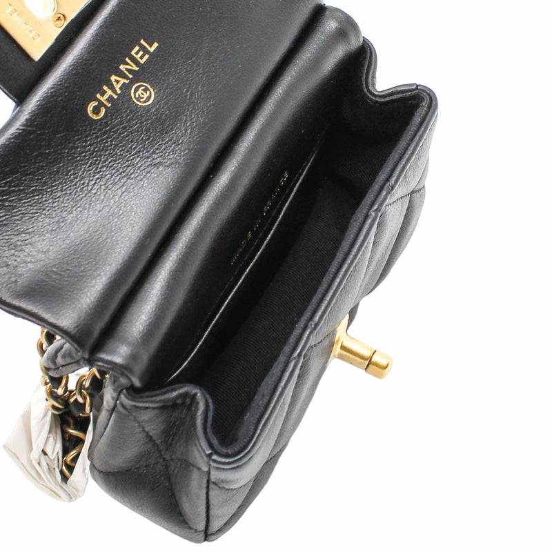 mini flap bag with handle black lambskin ghw seri 31