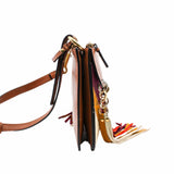 thumbnail Jane Fringe Bag Small Calfskin Suede Rainbow Patchwork Caramel - L'UXE LINK