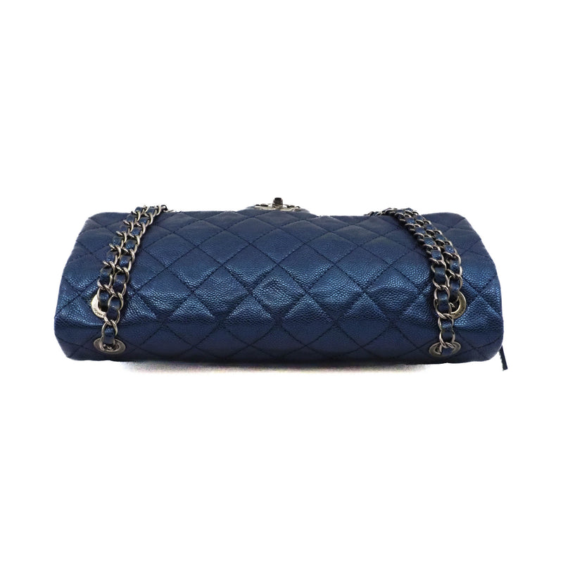 flap bag in blue caviar skin