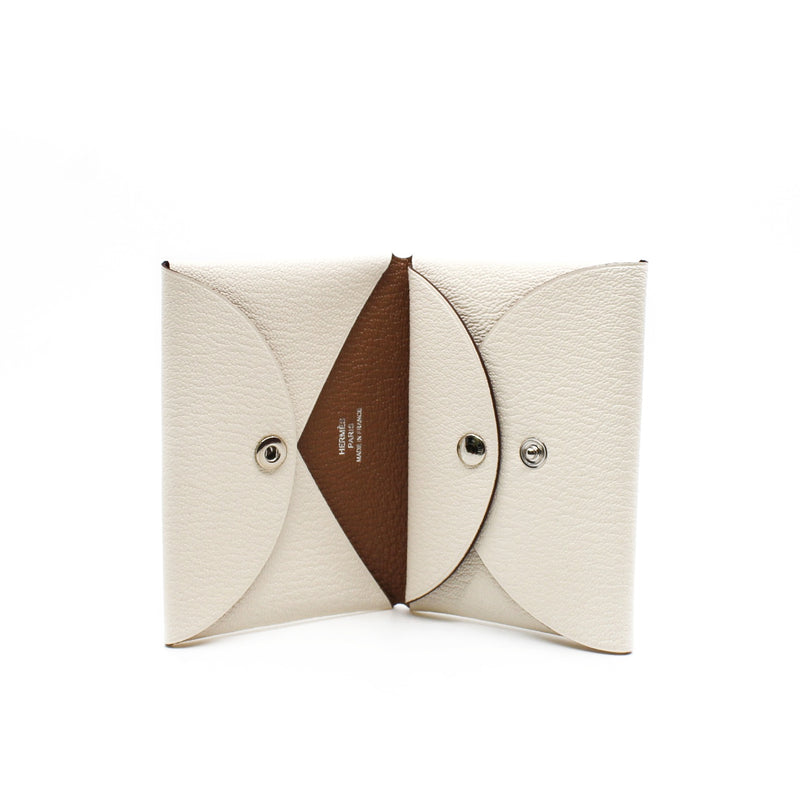 Calvi Duo Compact verso card holder in nata/ gold