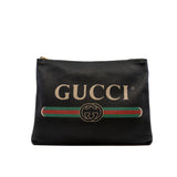 thumbnail large gucci letter zip clutch in leather black - L'UXE LINK