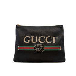 large gucci letter zip clutch in leather black L UXE LINK