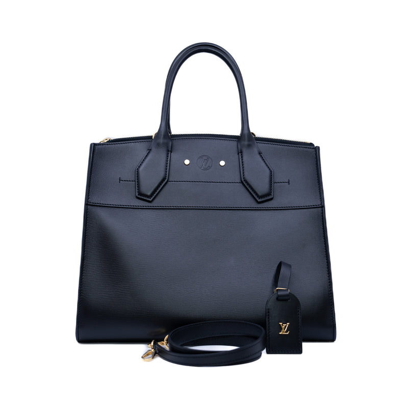 city steamer in leather black ghw - L'UXE LINK