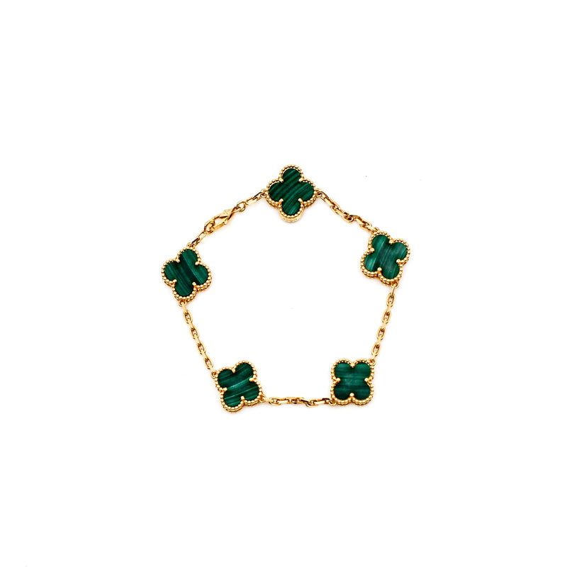 alhambra 18k yg green five flower bracelet - L'UXE LINK