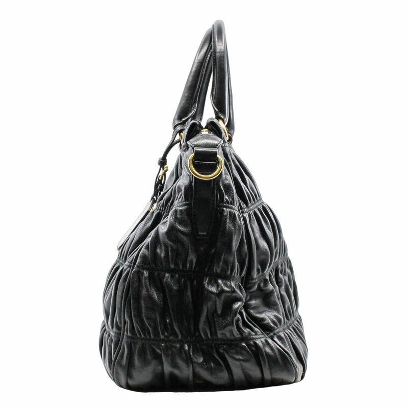 handle bag lamb skin black  ghw - L'UXE LINK