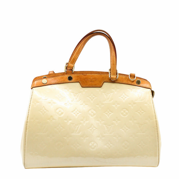 BREA HANDBAG MONOGRAM VERNIS MM milky White PATENT GHW - L'UXE LINK