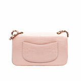 thumbnail CLASSIC DOUBLE FLAP BAG MEDIUM crocodile light pink GHW seri 23 - L'UXE LINK