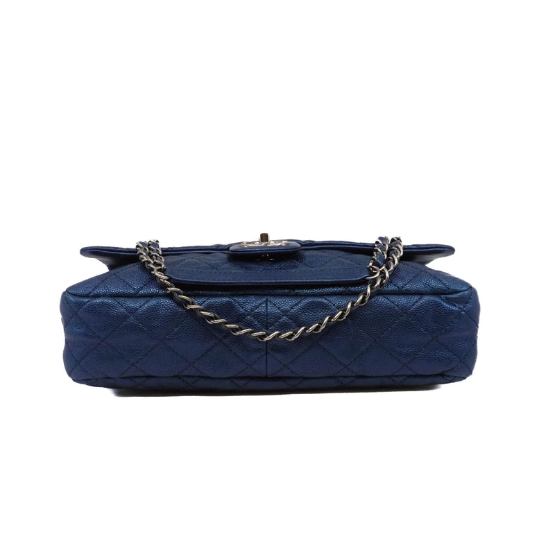 flap bag in blue caviar skin