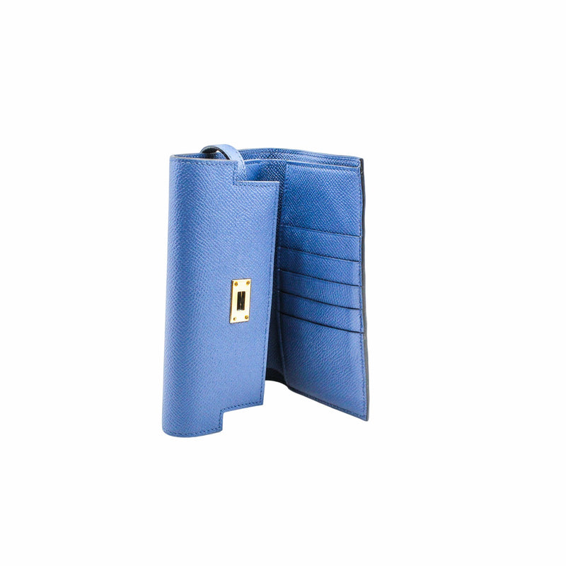 kelly short wallet epsom leather r2 blue agate  phw
