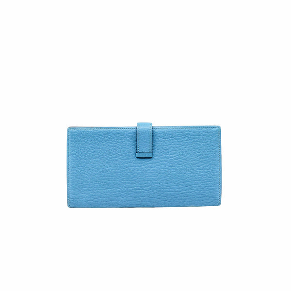 bearn wallet goat b5 blue ghw R stamp - L'UXE LINK