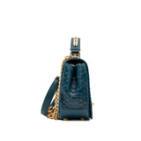 thumbnail top handle flap bag in snake lake blue ghw seri 24 - L'UXE LINK