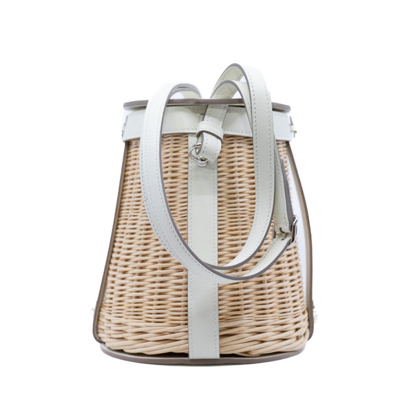 picnic bucket bag in Bamboo weaving/leather nata B stamp - L'UXE LINK