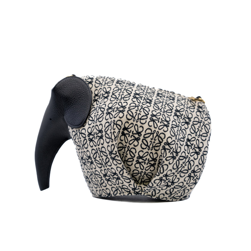 elephant shoulder bag in fabric blue/leather black ghw - L'UXE LINK