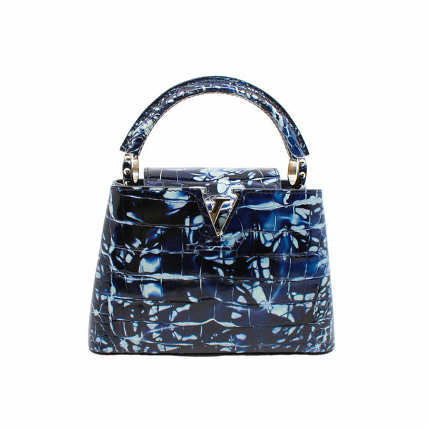 capucine mini alligator in navy white phw - L'UXE LINK