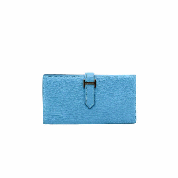 bearn wallet goat b5 blue ghw R stamp - L'UXE LINK