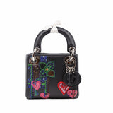 thumbnail lady dior super mini black with badge  phw - L'UXE LINK